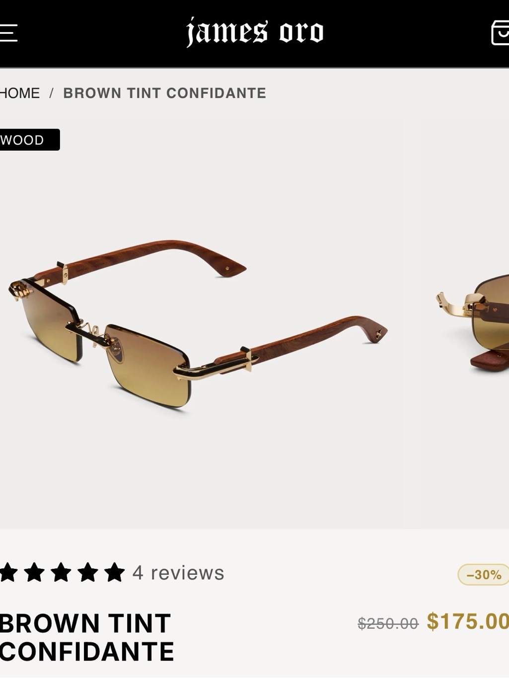 James Oro Brown And Gold Rimless Sunglasses — image 2 of 6